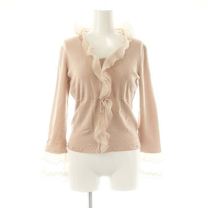 【中古】トゥービーシック TO BE CHIC シアーフリル ニットカーディガン 2 ピンク /AT ■OS レディース 【ベクトル 古着】 250602