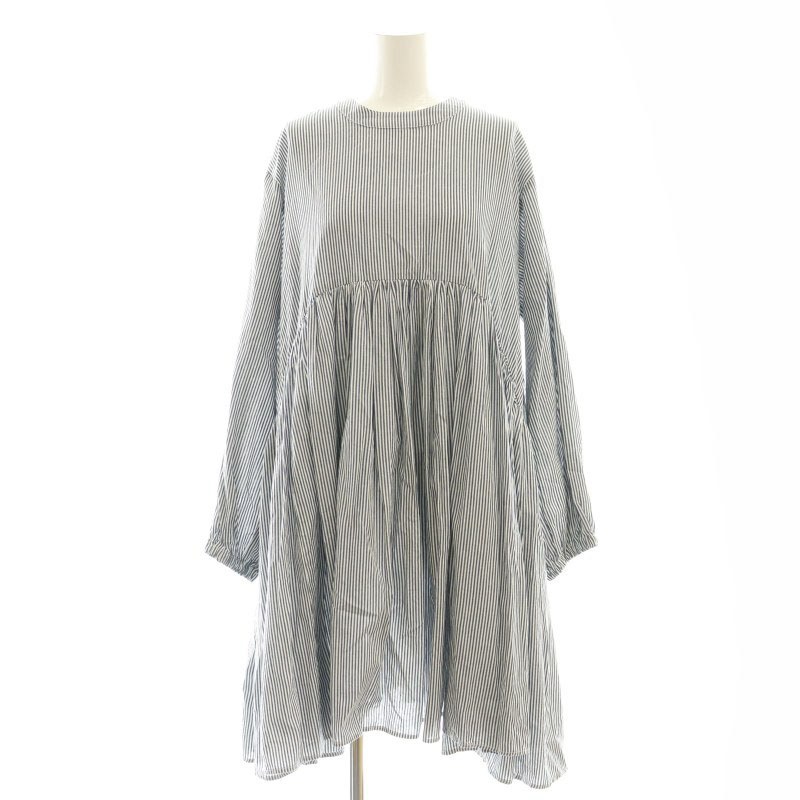【中古】ビアズリー BEARDSLEY ガリャルダガランテ 23SS 先染めギャザーチュニックブラウス ストライプ 長袖 F ブラック ホワイト /HK ■OS レディース 【ベクトル 古着】 250526