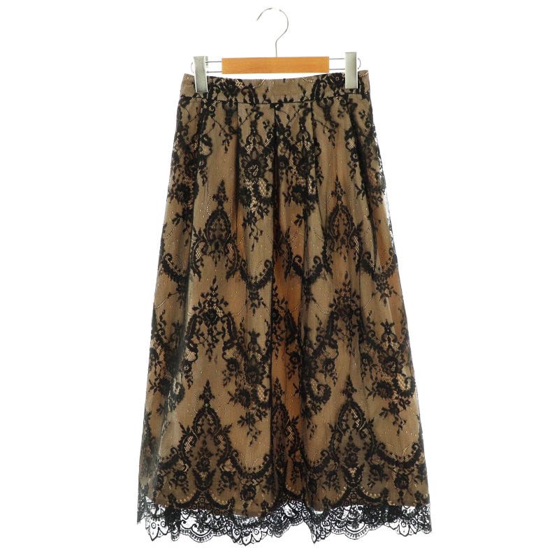 【中古】レディ Rady 総レース スカート フレア マキシ ロング M 黒 ブラック ベージュ /AT ■OS レディース 【ベクトル 古着】 250610