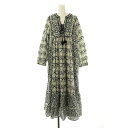 【中古】ペリドットバイサラマリカ Peridot by Sara mallika green label relaxing別注 24SS ブロックプリントワンピース ノーカラースキッパー 総柄 グレー 黒 白 /MI ■OS レディース 【ベクトル 古着】 250530(4)
