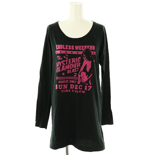 【中古】ヒステリックグラマー HYSTERIC GLAMOUR ロゴ ガールプリント 長袖 チュニック クルーネック F 黒 ブラック /AT ■OS レディース 【ベクトル 古着】 250612 【中古】ヒステリックグラマー HYSTERIC GLAMOUR ロゴ ガールプリント 長袖 チュニック クルーネック F 黒 ブラック /AT ■OS レディース 【ベクトル 古着】 250612