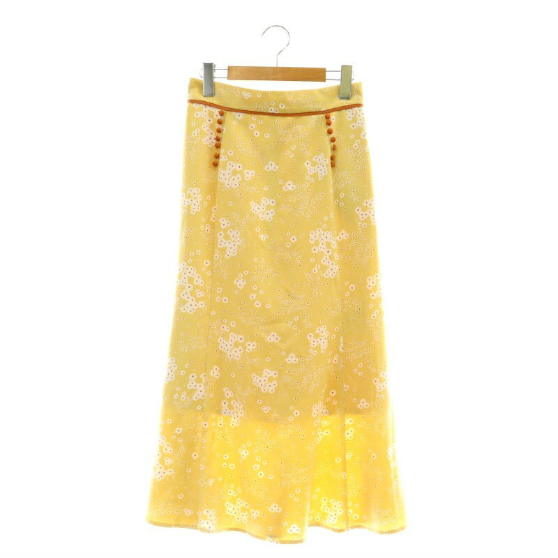 【中古】スナイデル SNIDEL リトルフラワーロングスカート タイト 0 イエロー /SS ■OS レディース 【ベクトル 古着】 250620