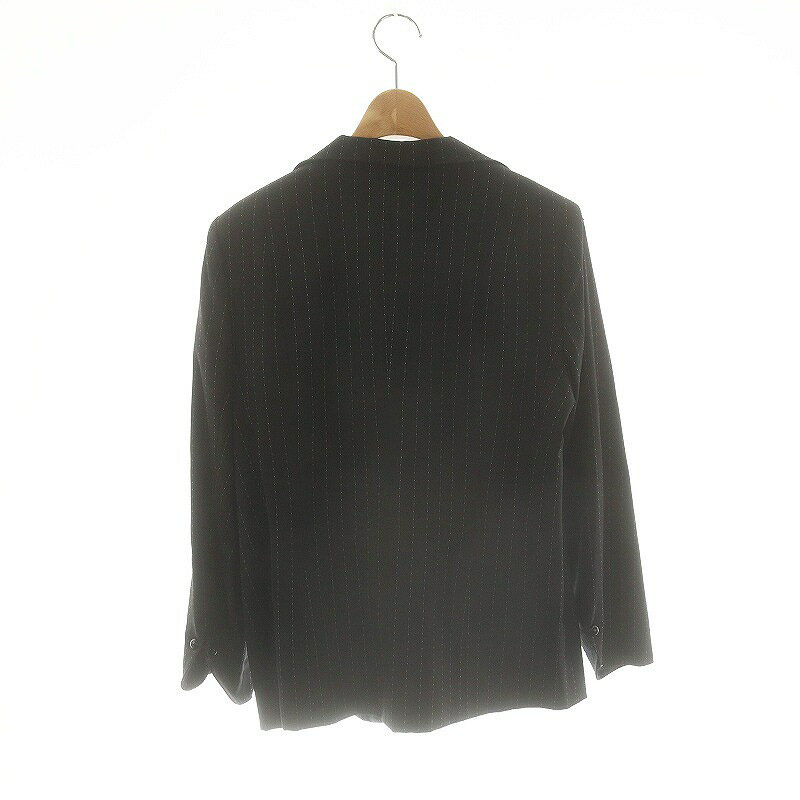 【中古】ロシャス ROCHAS ウールストライプ1Bテーラードジャケット 9 黒 ブラック /AQ ■OS レディース 【ベクトル 古着】 250612