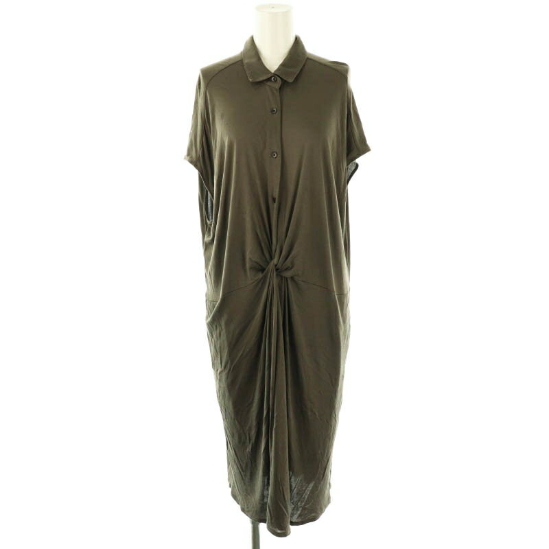 【中古】23区 オンワード樫山 フレンチスリーブワンピース ミモレ ロング 48 カーキ /AT ■OS レディース 【ベクトル 古着】 250610