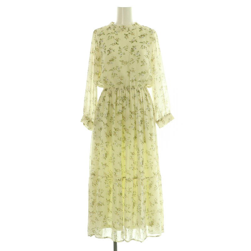 【中古】トッコ TOCCO 小花柄ワンピース ロング 長袖 シフォン M アイボリー /MY ■OS ■SH レディース 【ベクトル 古着】 250620