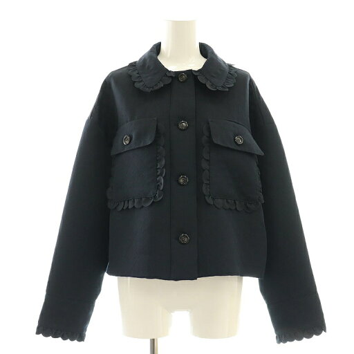 【中古】ヨリ yori 25SS スカラップショートジャケット ステンカラー フリル 36 黒 /CX ■OS レディース 【ベクトル 古着】 250613 【中古】ヨリ yori 25SS スカラップショートジャケット ステンカラー フリル 36 黒 /CX ■OS レディース 【ベクトル 古着】 250613