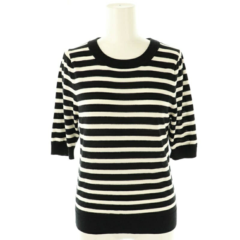 【中古】ボルニー BORNY ボーダーニット ショートスリーブ プルオーバー F ブラック ホワイト /DF ■OS ..