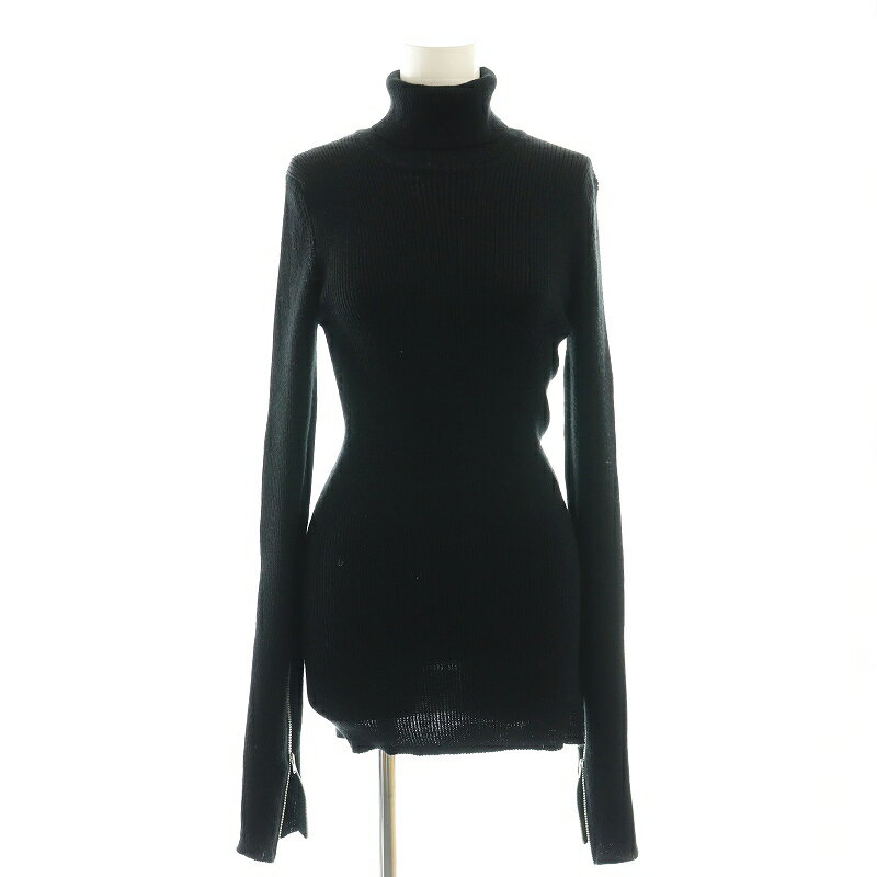 【中古】リルリリー lilLilly タートルネックリブニットワンピース ミニ 長袖 F 黒 ブラック /AT ■OS レディース 【ベクトル 古着】 250701