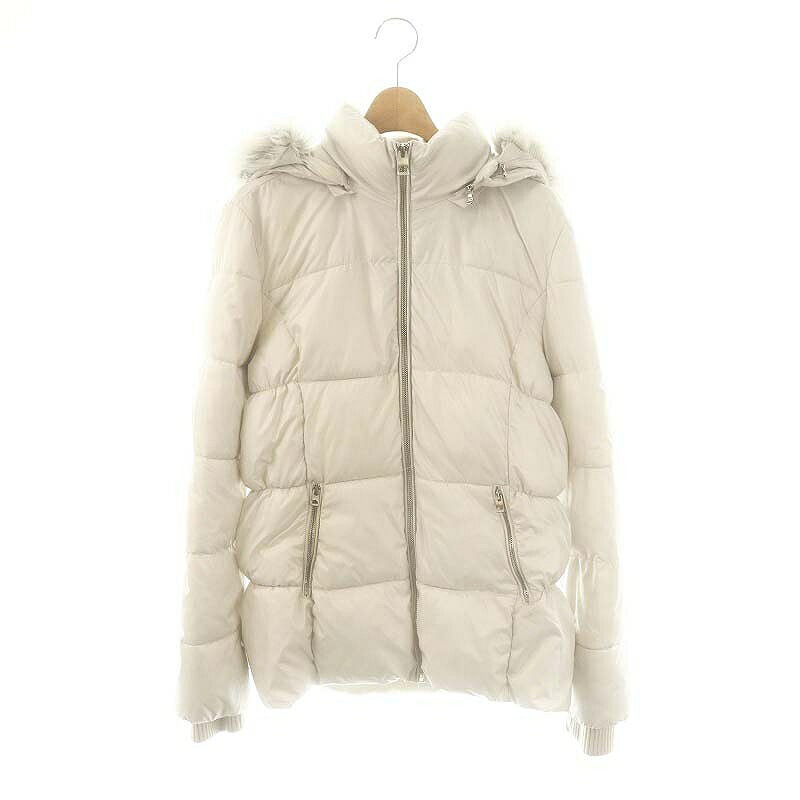 【中古】ゲス GUESS 中綿ジャケット アウター フード フェイクファー M ライトグレー /DF ■OS ■AX レディース 【ベクトル 古着】 250702