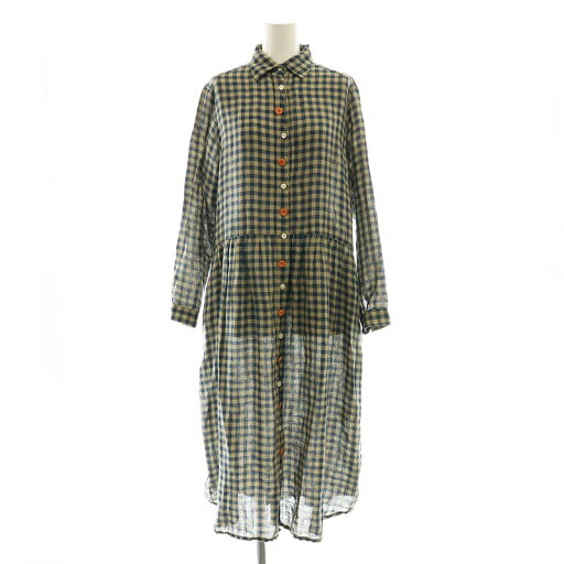 【中古】イチアンティークス ichi Antiquite's シャツワンピース ロング ベージュ ネイビー /SS ■OS レディース 【ベクトル 古着】 250703 【中古】イチアンティークス ichi Antiquite's シャツワンピース ロング ベージュ ネイビー /SS ■OS レディース 【ベクトル 古着】 250703
