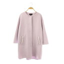 【中古】クイーンズコート QUEENS COURT ノーカラーパールコート 洗濯機で洗える アウター 1 ラベンダー /DO ■OS レディース 【ベクトル 古着】 250707|詳細画像