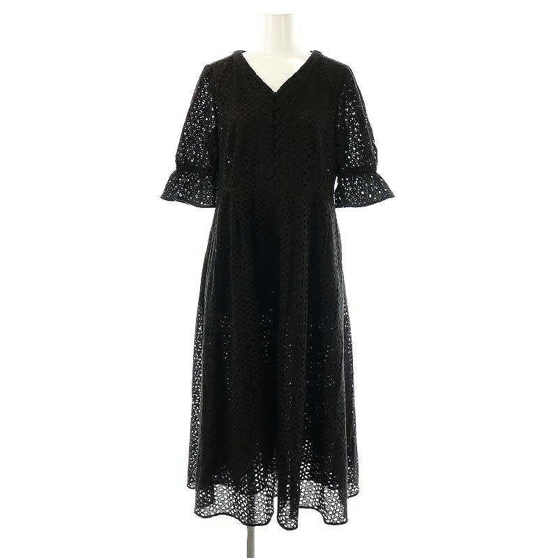 【中古】トッカ TOCCA 24SS 消臭 洗える ZELLIGEドレス ワンピース ロング 七分袖 4 ブラック /DO ■OS レディース 【ベクトル 古着】 250710