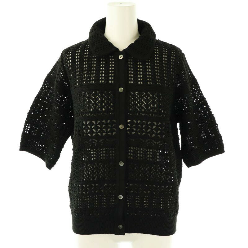 【中古】未使用品 ユナイテッドアローズ UNITED ARROWS 25SS Early/SM ポロニット ニットシャツ 半袖 F ブラック /DF ■OS レディース 【ベクトル 古着】 250716