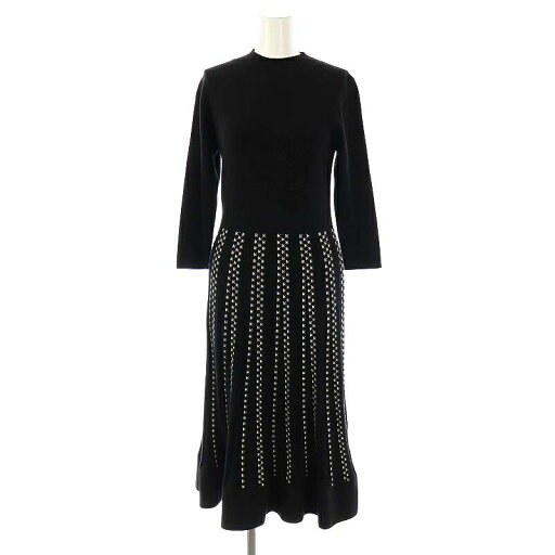 【中古】ビアッジョブルー Viaggio Blu ニットワンピース 七分袖 ロング 2 黒 白 /NR ■OS レディース 【ベクトル 古着】 250716 【中古】ビアッジョブルー Viaggio Blu ニットワンピース 七分袖 ロング 2 黒 白 /NR ■OS レディース 【ベクトル 古着】 250716