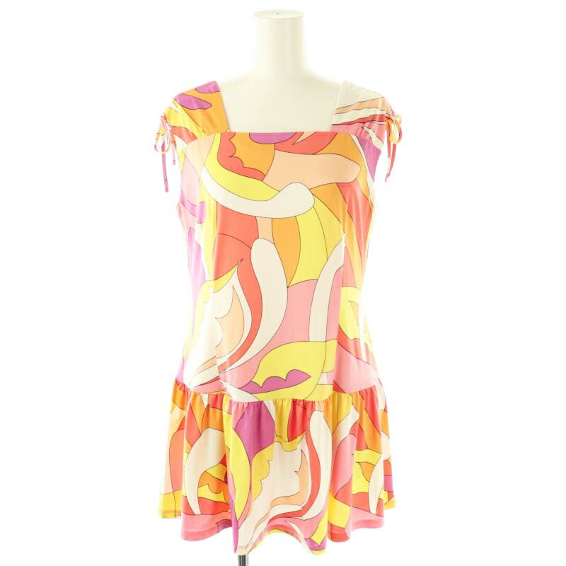 【中古】スーパービューティ Super Beauty 総柄ノースリーブチュニックワンピース 40 マルチカラー /HK ■OS レディース 【ベクトル 古着】 250717