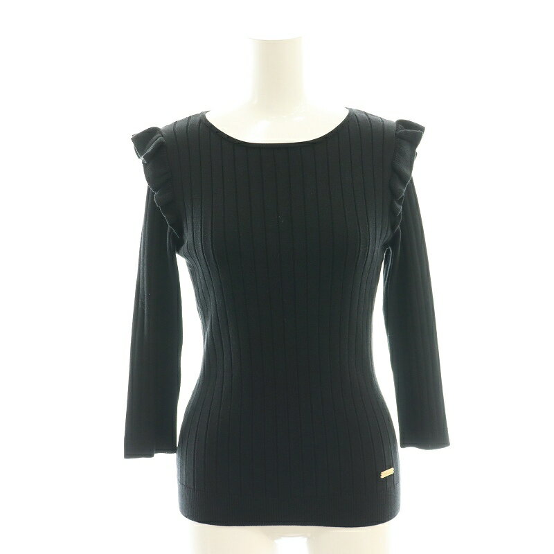 【中古】ブルーレーベルクレストブリッジ BLUE LABEL CRESTBRIDGE ショルダーフリルリブニット セータ..