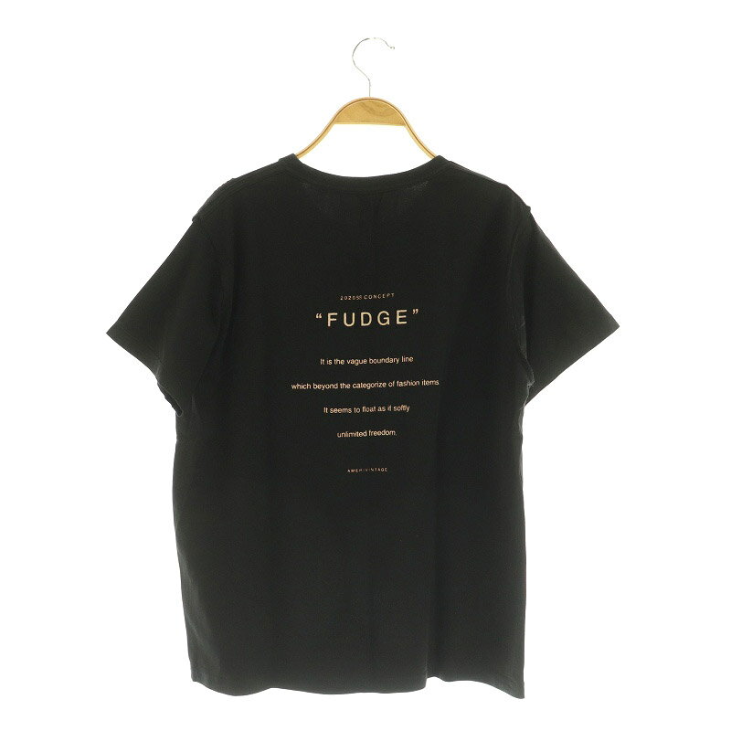 【中古】アメリヴィンテージ Ameri VINTAGE FUDGE REVERSIBLE TEE Tシャツ 半袖 カットソー クルーネック ストレッチ F ブラック /MY ■OS レディース 【ベクトル 古着】 250801