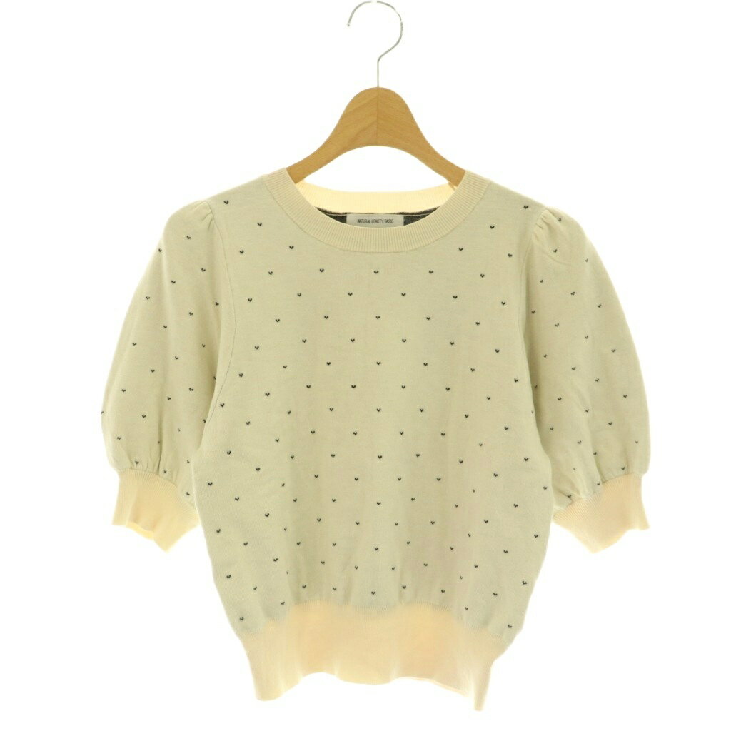 【中古】ナチュラルビューティーベーシック NATURAL BEAUTY BASIC 24SS プチハートドットニット セータ..