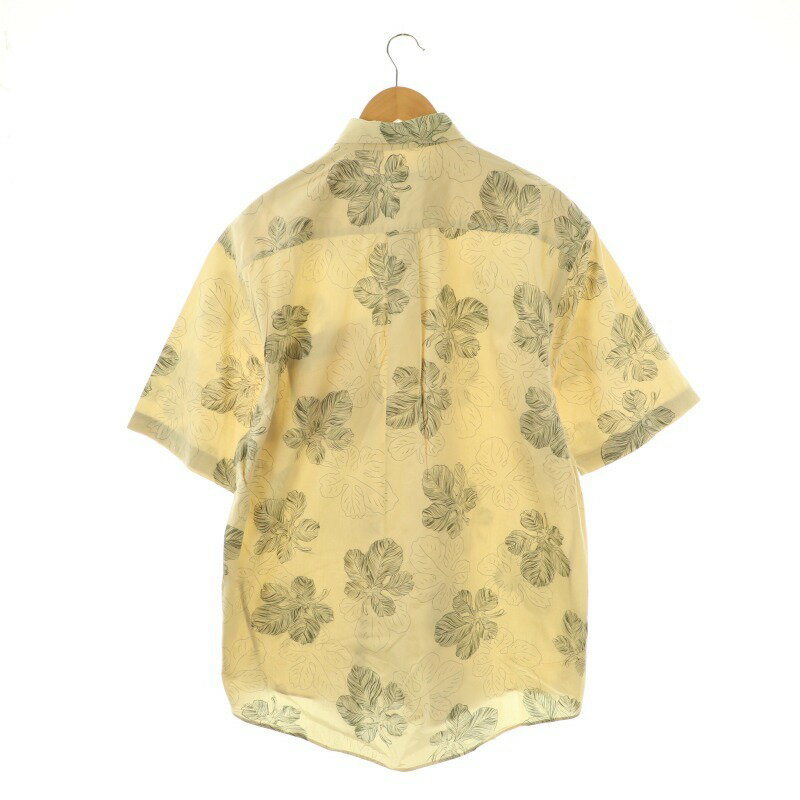 【中古】ノーティカ NAUTICA 半袖ボタンダウンシャツ 総柄 L クリーム カーキ /DF ■OS メンズ 【ベクトル 古着】 250801