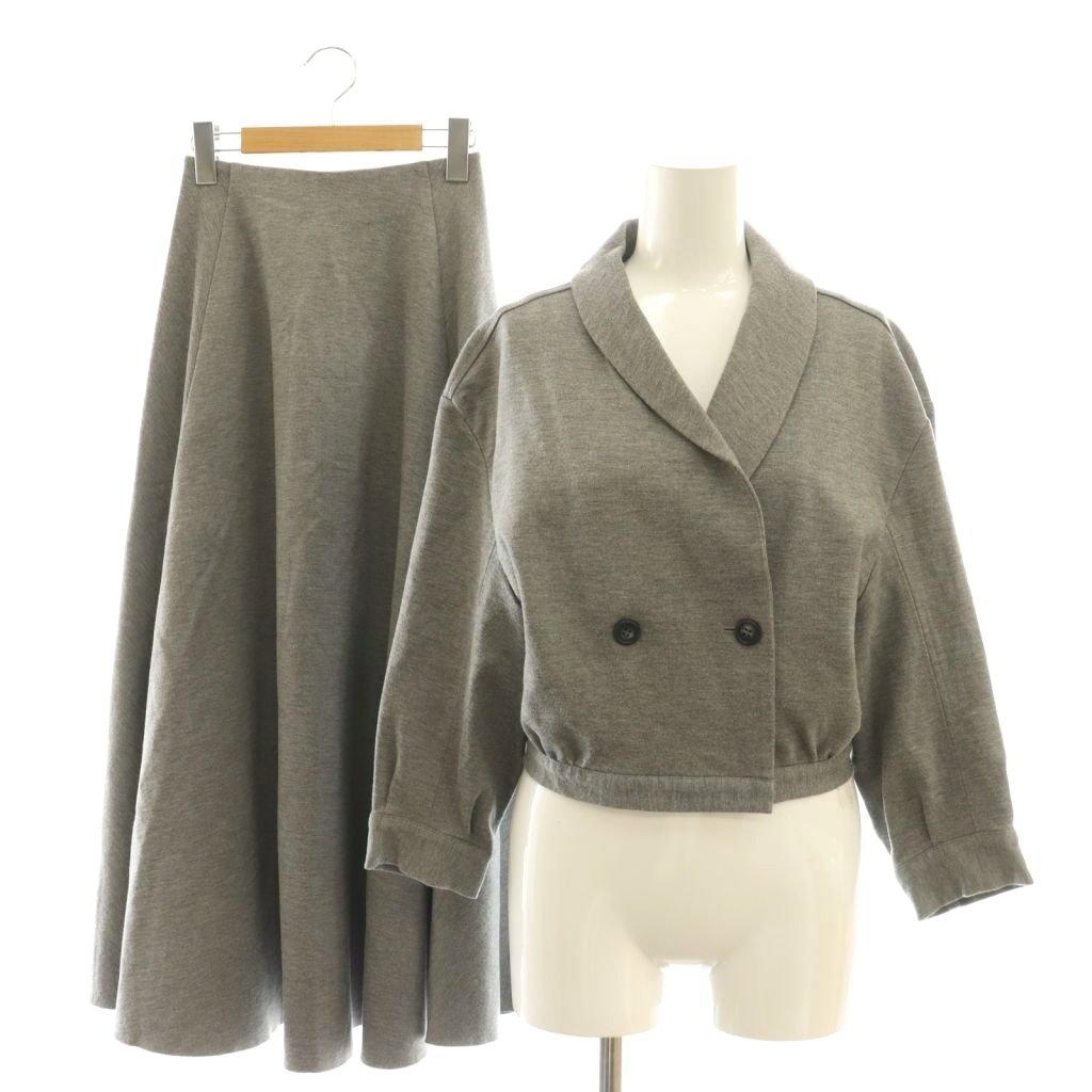 【中古】アメリヴィンテージ Ameri VINTAGE セットアップ SHORT TOP WITH SKIRT DRESS ショールカラージャケット フレアスカート S グレー /DO ■OS レディース 【ベクトル 古着】 250807
