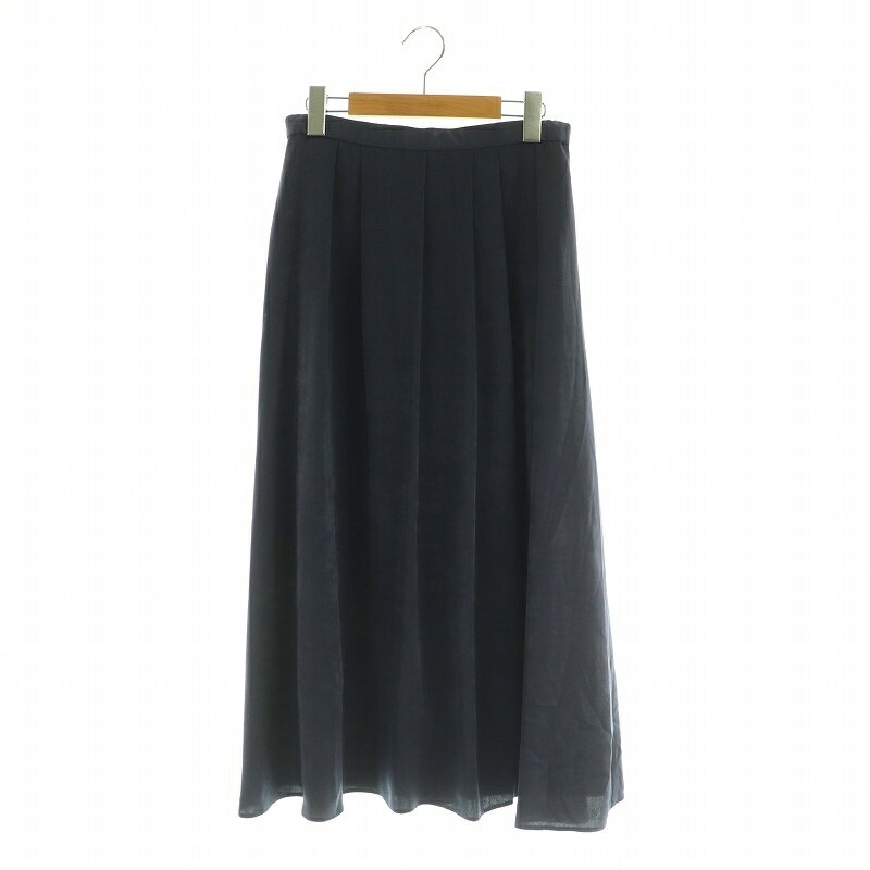 【中古】インディヴィ INDIVI スエード調サテンスカート ロング フレア 40 ネイビー /MY ■OS レディース 【ベクトル 古着】 250812