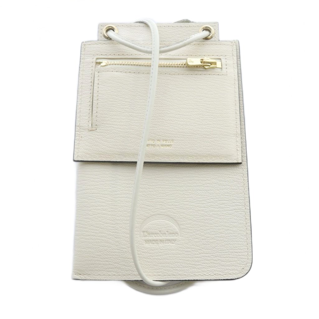 【中古】ラルコバレーノ L'arcobaleno レザー スマホケース ショルダーポーチ ロゴ アイボリー 茶 ブラウン /SR18 レディース 【ベクトル 古着】 250827