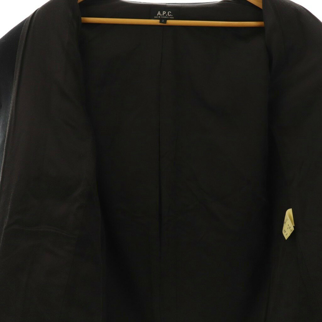 【中古】アーペーセー A.P.C. ウール ハーフコート ステンカラー ロング 2 黒 ブラック /AT ■OS メンズ 【ベクトル 古着】 250903