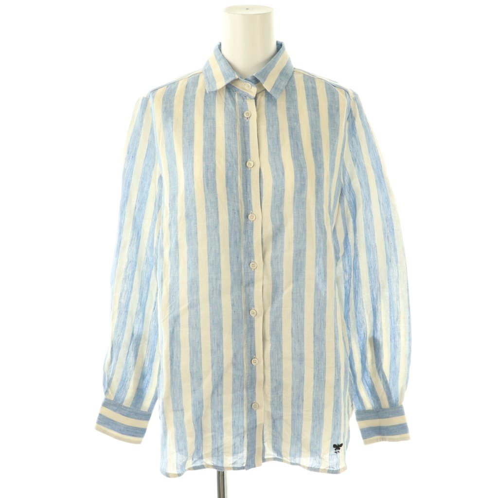 美品 マックスマーラ 白タグ イタリア製 リネンシャツ ネイビー 紺 麻 洗える 美品 マックスマーラ 白タグ イタリア製 リネンシャツ ネイビー 紺 麻