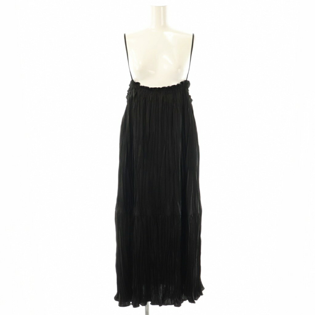 【中古】アルページュストーリー Arpege story ワッシャープリーツキャミワンピース ロング 1 ブラック /DF ■OS レディース 【ベクトル 古着】 250919