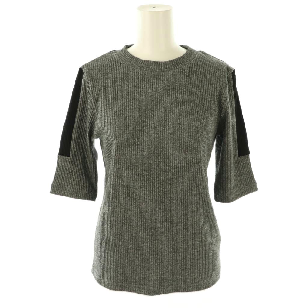 【中古】アドーア ADORE サイドラインリブニット カットソー 38 グレー ブラック /DO ■OS レディース ..