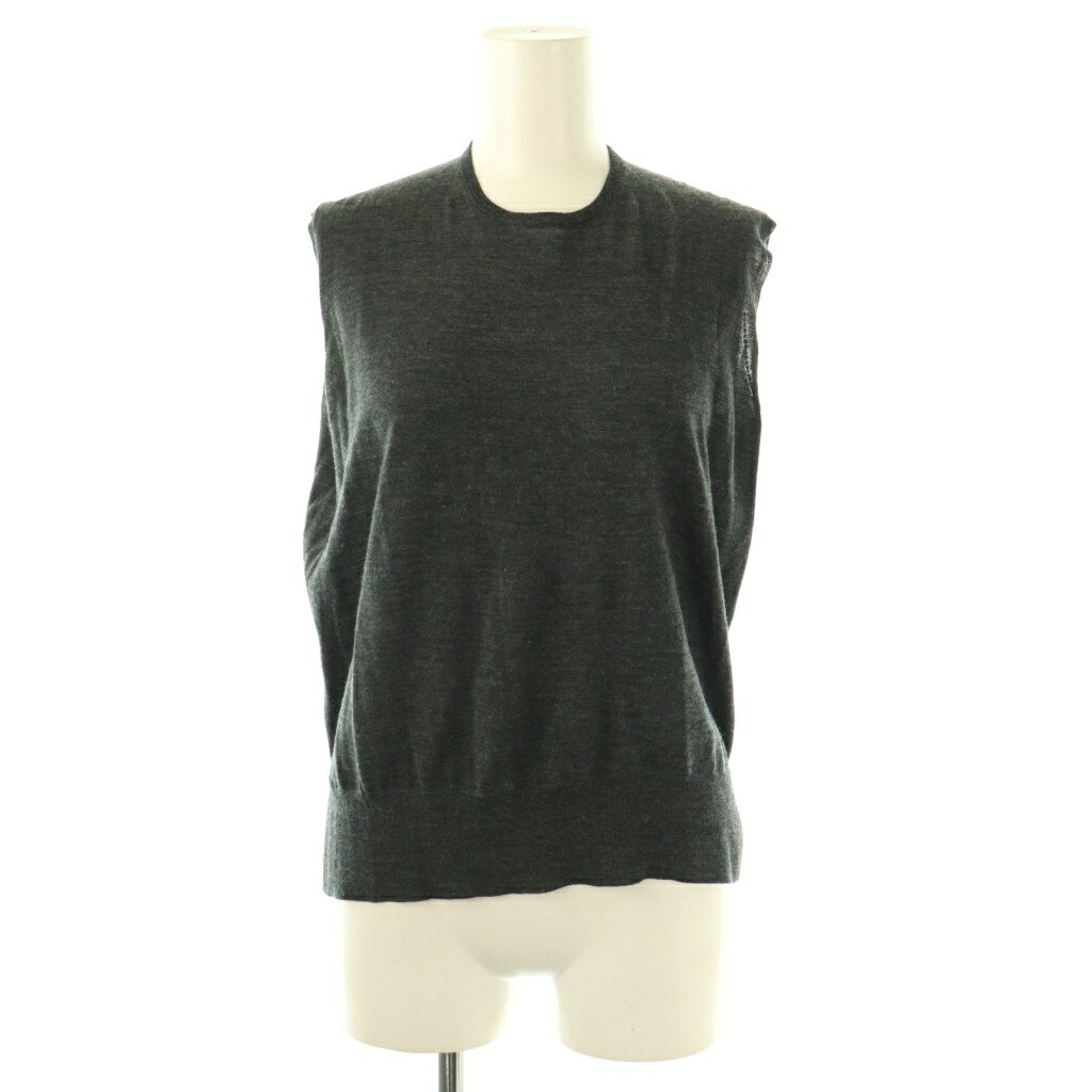 【中古】ドゥロワー Drawer 18Gウールノースリーブニット プルオーバー 1 ダークグレー /DF ■OS レディ..