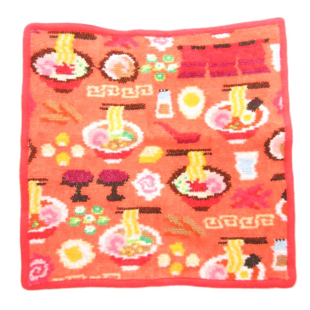 【中古】ラブラリーバイフェイラー LOVERARY BY FEILER ラーメンイッチョウ タオルハンカチ ハンドタオル 総柄 オレンジ 赤 レッド /GV レディース 【ベクトル 古着】 251108