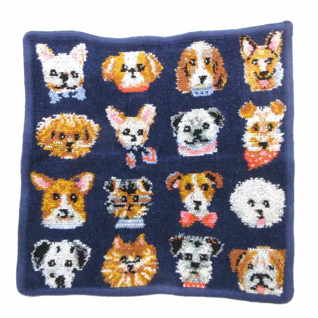 【中古】ラブラリーバイフェイラー LOVERARY BY FEILER ラブラリードギー タオルハンカチ ハンドタオル アニマル柄 総柄 紺 ネイビー /GV レディース 【ベクトル 古着】 251108