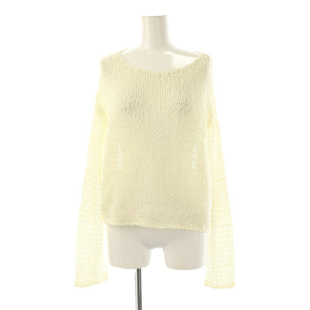 【中古】スローブ イエナ SLOBE IENA 25SS ラッセルヤーンショートニット セーター オフホワイト /ES ■..