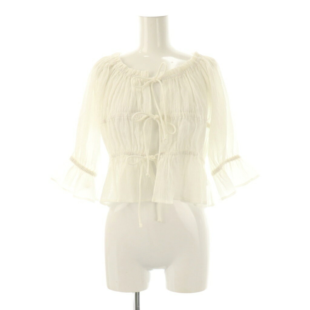 【中古】レイビームス Ray Beams ギャザーブラウス オフショルダー 七分袖 ホワイト /DF ■OS レディース 【ベクトル 古着】 251010(4)