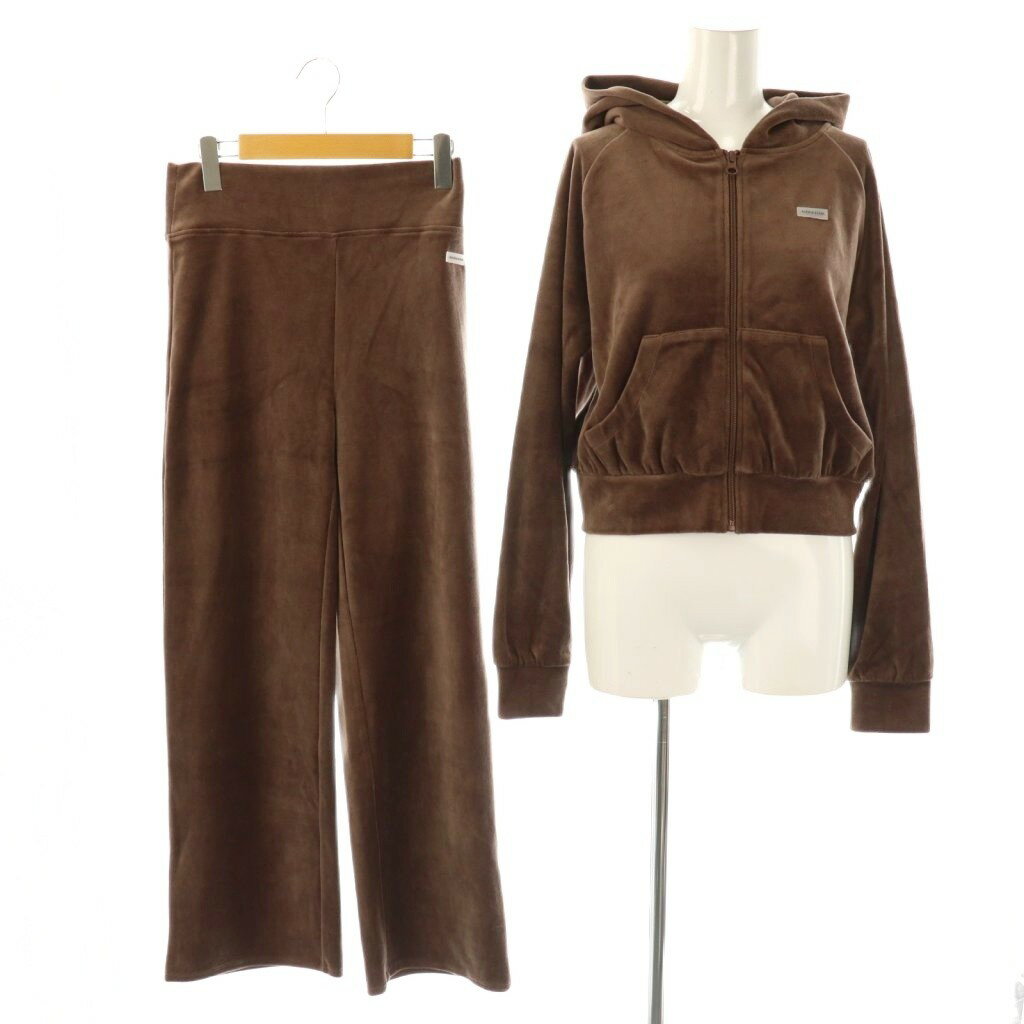 【中古】未使用品 アリシアスタン ALEXIA STAM 25AW Wellness Velour Hoodie×Wellness Velour Pants セットアップ ベロア パーカー パンツ M F ブラウン /ES ■OS レディース 【ベクトル 古着】 251020
