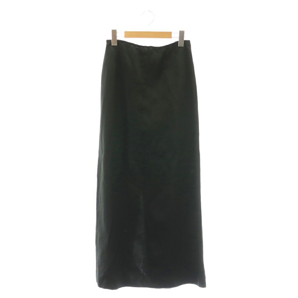 【中古】アストラット ASTRAET 25SS カルゼ タイトロングスカート スリット サテン 0 ブラック /CX ■OS..