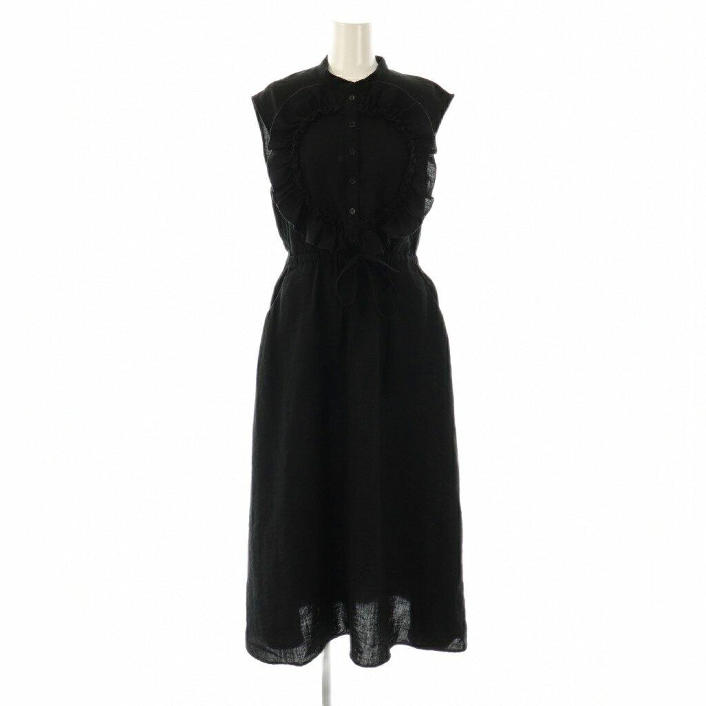 【中古】メリージェニー merry jenny ノースリーブ フリル シャツワンピース ロング F ブラック /DF ■OS レディース 【ベクトル 古着】 251017
