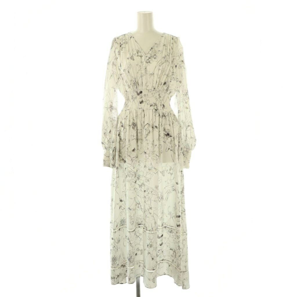 【中古】フレイアイディー FRAY I.D 23AW ウエストシャーリングフラワープリントワンピース 1 ホワイト ブラック /DO ■OS レディース 【ベクトル 古着】 251029(4.0)