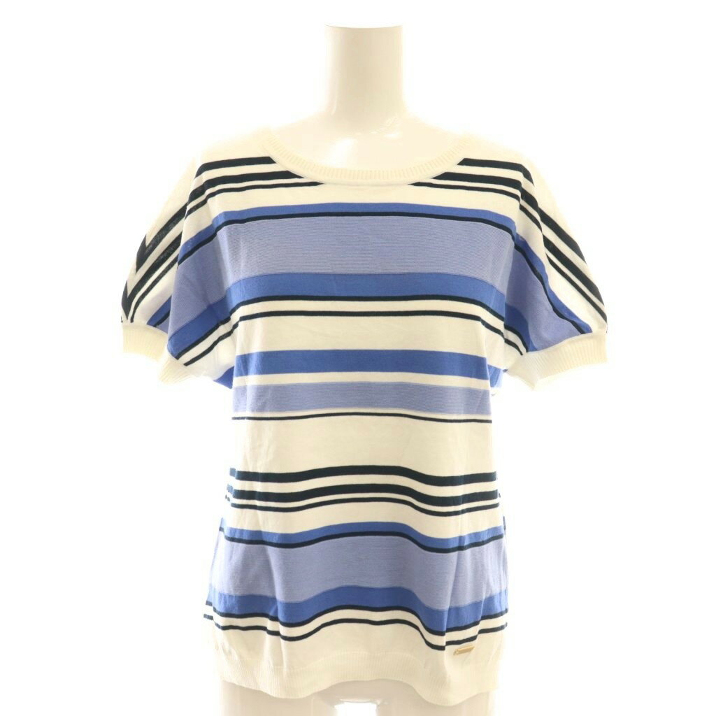 【中古】ブルーレーベルクレストブリッジ BLUE LABEL CRESTBRIDGE ボーダー 半袖ニット プルオーバー 3..