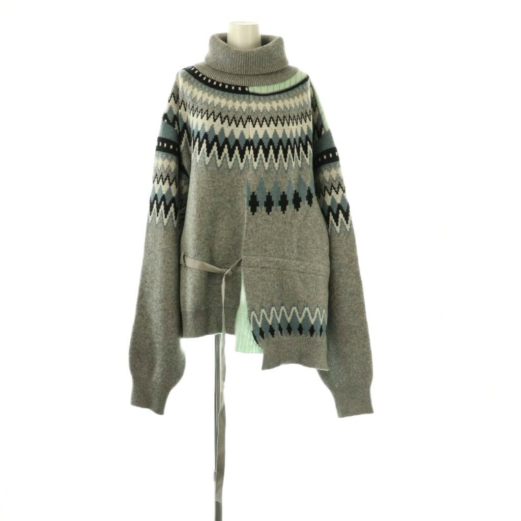 【中古】ファセッタズム FACETASM DECONSTRUCTED NORDIC KNIT ニット セーター タートルネック 4 グレー マルチカラー /DO ■OS ■SH メンズ 【ベクトル 古着】 251104