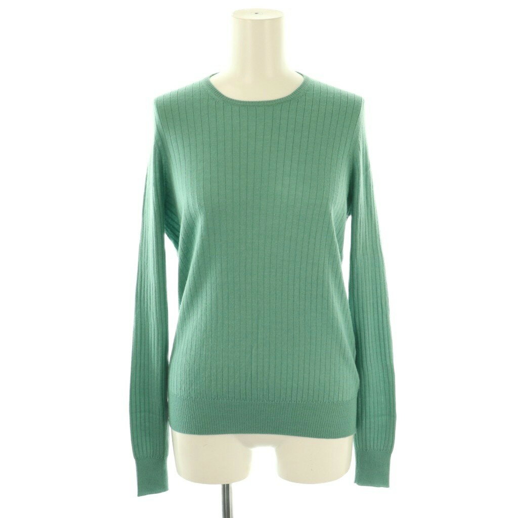 【中古】ドゥロワー Drawer 18G カシミヤシルク混リブクルーネックニット プルオーバー 2 グリーン /DF..