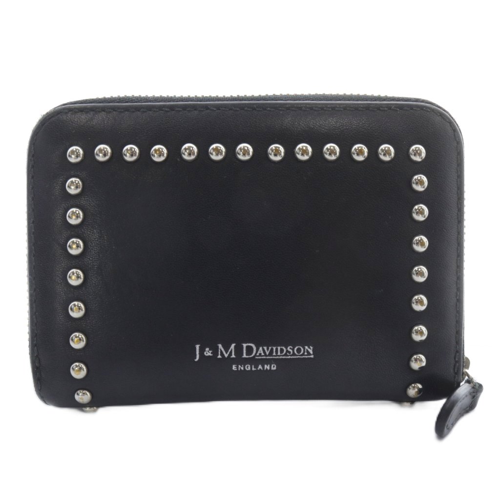 【中古】ジェイ&エムデヴィッドソン J&M Davidson 10131N SMALL ZIP PURSE WITH STUDS ウォレット コインケース 小銭入れ スタッズ レザー ブラック /YO10 【ベクトル 古着】 251029
