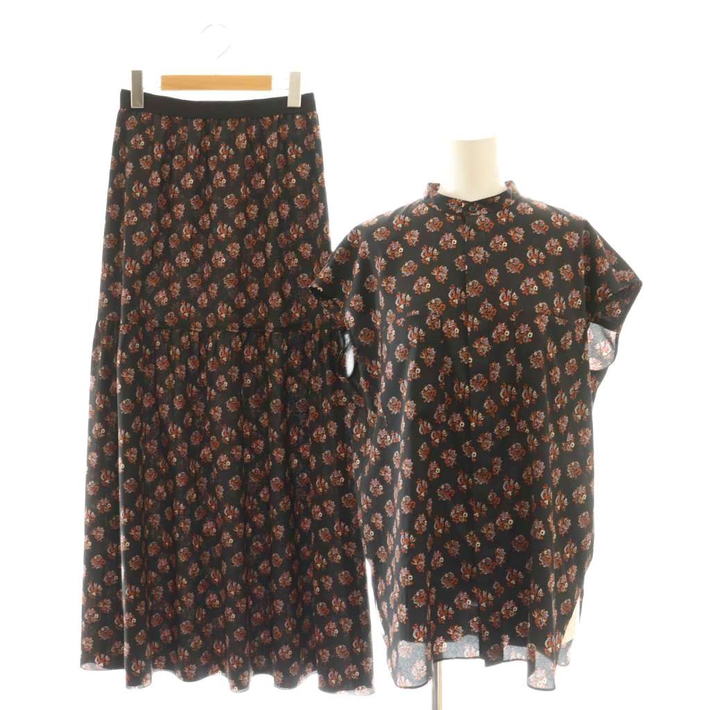 【中古】アストラット ASTRAET セットアップ 上下 ブラウス シャツ フレンチスリーブ スカート ロング ..