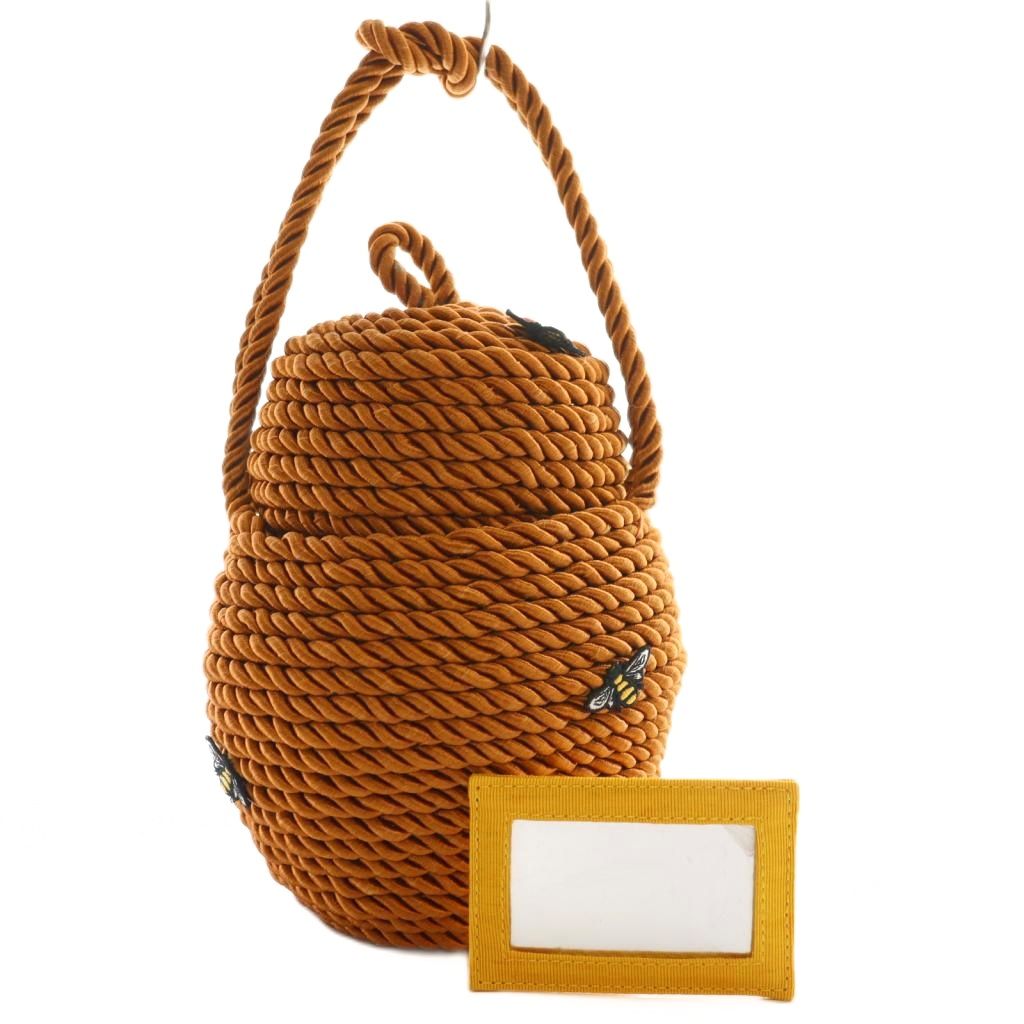【中古】ルルギネス LULU GUINNESS タン クィーン ビー バスケット バッグ Tan Queen Bee Basket Bag ..