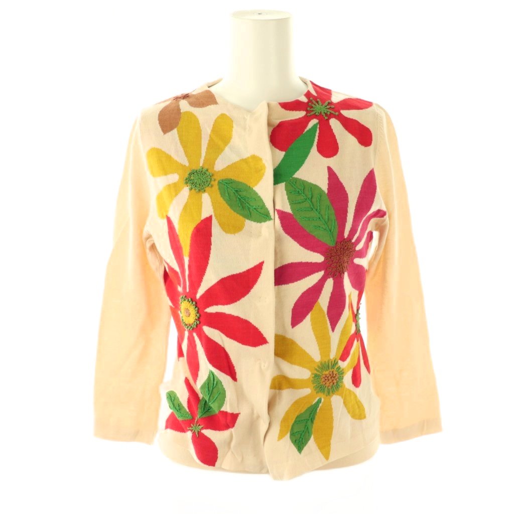 【中古】シビラ SYBILLA フラワーニットアンサンブルセット カーディガン ノースリーブ 刺繍 コットン ..