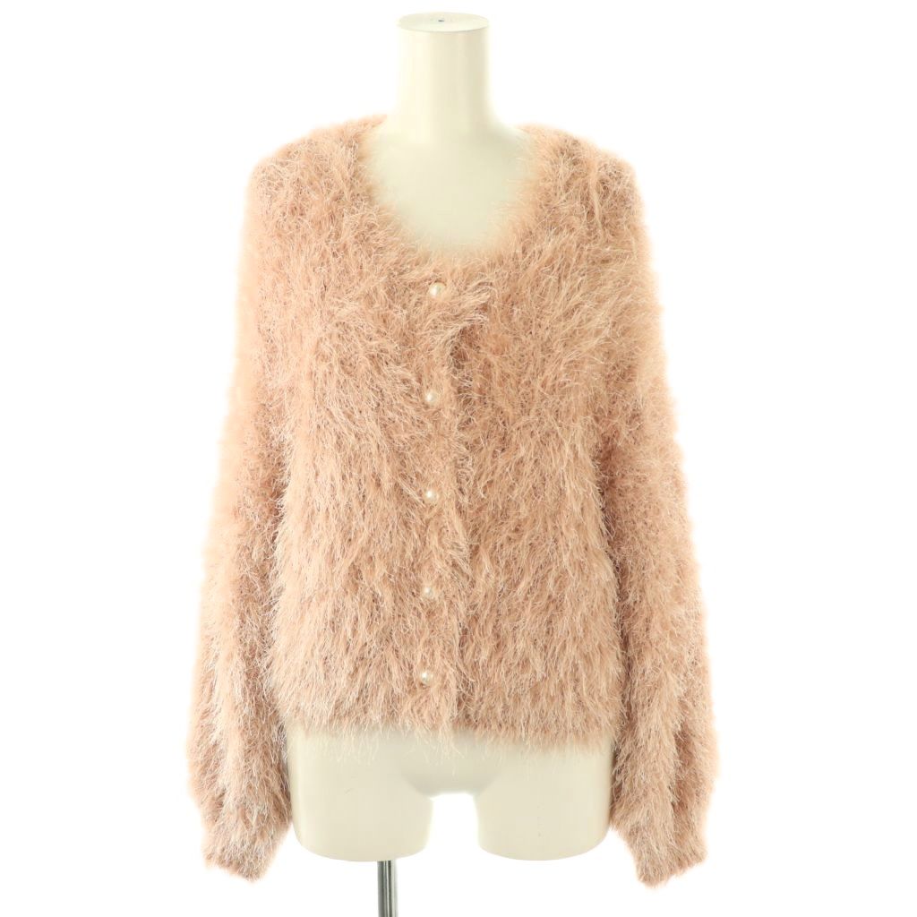 【中古】エイミーイストワール eimy istoire フラッフィーシャギーニットカーディガン F ピンク /DF ■OS レディース 【ベクトル 古着】 251203