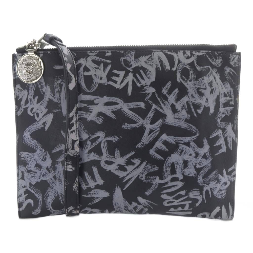 C, D, T, R, W - 【中古】ヴェルサス VERSUS ショルダーバッグ クラッチバッグ 総ロゴ ブラック /YO27 ■SH メンズ 【ベクトル 古着】 251211