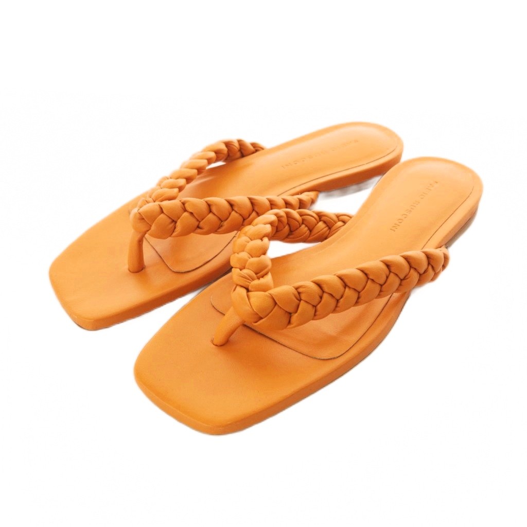 【中古】ファビオルスコーニ FABIO RUSCONI サンダル 37 23.5cm 24cm オレンジ スクエアトゥ /RI ■OS レディース 【ベクトル 古着】 251225