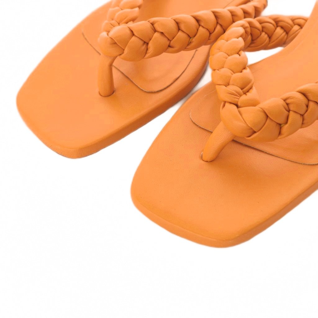 【中古】ファビオルスコーニ FABIO RUSCONI サンダル 37 23.5cm 24cm オレンジ スクエアトゥ /RI ■OS レディース 【ベクトル 古着】 251225